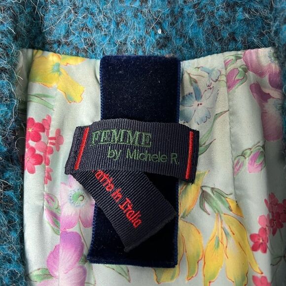Femme by Michelle R. Wool Charming Blazer Coat Blue Size S Made in Italy - Picture 5 of 16